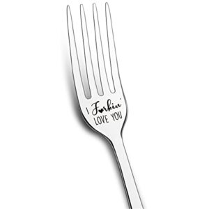 funny i forkin’ love you fork engraved stainless steel, romatic gifts for men women boyfriend girlfriend couples, best forks gifts idea for birthday thanksgiving christmas