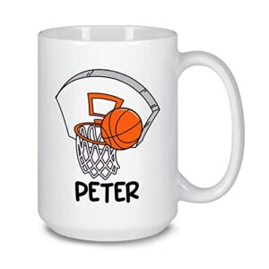 Kids Personalized Basketball Mug, Custom Basketball Sport Coffee Mug With Child's Name, Child's Basketball Cups, Basketball Ceramic Mugs For Kids, Customized Kids Basketball Coffee Cups 11oz 15oz