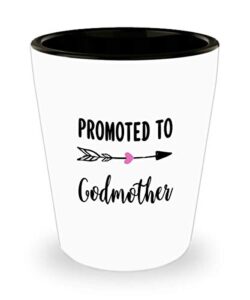 pregnancy announcement funny idea for new godmother promoted to godmother unique shot glass 1.4 oz birthday stocking stuffer