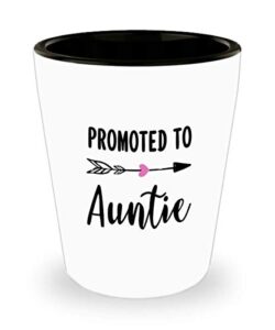 pregnancy announcement funny idea for new aunt promoted to auntie unique shot glass 1.4 oz birthday stocking stuffer
