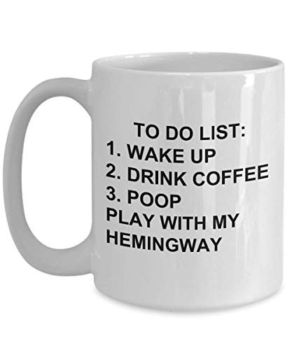 Hemingway Mug for Animal Lovers To Do List Funny Coffee Mug Tea Cup Gag Mug for Men Women