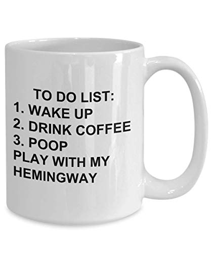 Hemingway Mug for Animal Lovers To Do List Funny Coffee Mug Tea Cup Gag Mug for Men Women