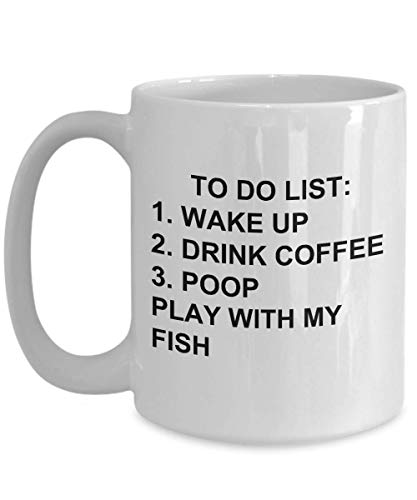 Fish Mug for Animal Lovers To Do List Funny Coffee Mug Tea Cup Gag Mug for Men Women