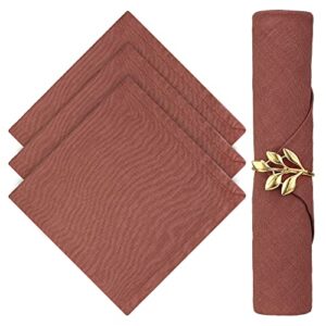 sunday path 100% pure french linen dinner napkins, set of 4, 18″ x 18″, reusable & machine washable, natural flax cloth napkin, handmade with mitered corners, gift choice | brick red