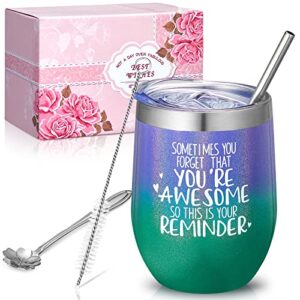 birthday gifts for women, men-thank you gifts-funny inspirational encouragement friend birthday gifts for women, friends, men, bff, mom, coworker- stainless steel wine tumbler with lid