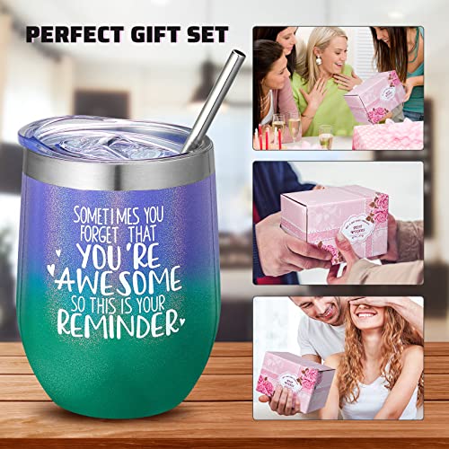 Birthday Gifts for Women, Men-Thank You Gifts-Funny Inspirational Encouragement Friend Birthday Gifts for Women, Friends, Men, BFF, Mom, Coworker- Stainless Steel Wine Tumbler With Lid