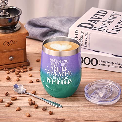 Birthday Gifts for Women, Men-Thank You Gifts-Funny Inspirational Encouragement Friend Birthday Gifts for Women, Friends, Men, BFF, Mom, Coworker- Stainless Steel Wine Tumbler With Lid