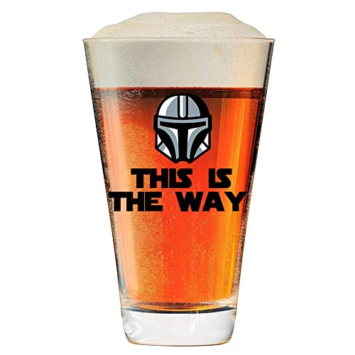 Momstir This is the Way Star Wars Themed Beer Glass with Mandolorian Bounty Hunter Din Djarin during the Fallen Galactic Empire - Star Wars Gift for Men and Women, Starwars Fans Gift Idea