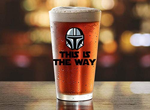 Momstir This is the Way Star Wars Themed Beer Glass with Mandolorian Bounty Hunter Din Djarin during the Fallen Galactic Empire - Star Wars Gift for Men and Women, Starwars Fans Gift Idea