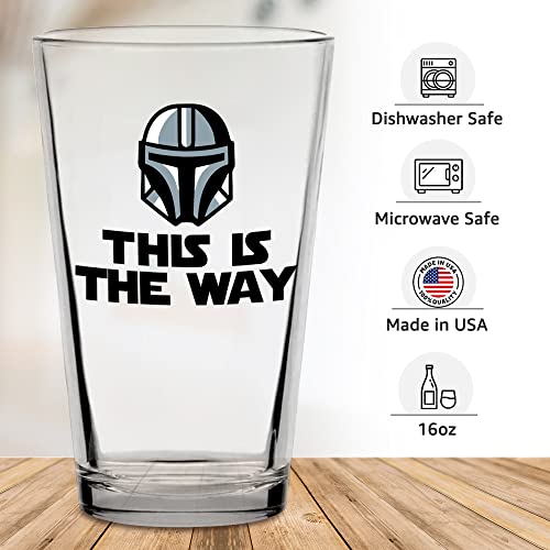 Momstir This is the Way Star Wars Themed Beer Glass with Mandolorian Bounty Hunter Din Djarin during the Fallen Galactic Empire - Star Wars Gift for Men and Women, Starwars Fans Gift Idea