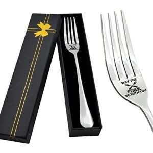 may the fork be with you dinner forks, gifts for star fans, men, boyfriend, girlfriend, friends, husband, wife, inspirational christmas birthday valentine’s day gifts, funny stainless steel forks