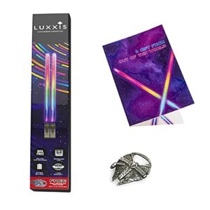 luxxis lightsaber star wars chopsticks light up led glowing multicolor chopsticks for fun theme party and gift set [1 pair – multicolor] with bottle opener and gift ready post card