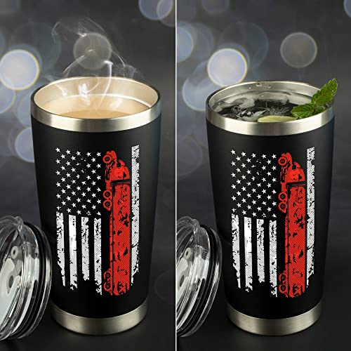 JENVIO Truck Driver Gifts | Stainless Steel Travel Mug Tumbler with Lid and 2 Straws and Gift Box | Men Tow Trucker Dad Accessories Flag from Family Daughter Husband Coffee/Mug Cup