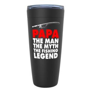 Fishing Lovers Black Edition Viking Tumbler 20oz - Papa The Man The Mydh The Lgnd - Fisherman Fisher Boyfriend Lure Outdoorsmen Bass Pro Boat Lake Lovers Rod