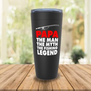 Fishing Lovers Black Edition Viking Tumbler 20oz - Papa The Man The Mydh The Lgnd - Fisherman Fisher Boyfriend Lure Outdoorsmen Bass Pro Boat Lake Lovers Rod