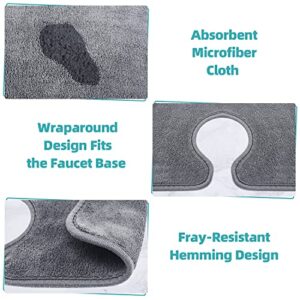 Sink Faucet Mat for Kitchen: PoYang Kitchen Sink Splash Guard Behind Faucet, Kitchen Faucet Absorbent Mat, Faucet Mat for Kitchen Sink, Microfiber Cloth Faucet Mat (4 Pack, 17.7''x4.7'')