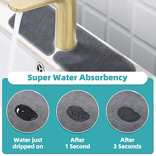 Sink Faucet Mat for Kitchen: PoYang Kitchen Sink Splash Guard Behind Faucet, Kitchen Faucet Absorbent Mat, Faucet Mat for Kitchen Sink, Microfiber Cloth Faucet Mat (4 Pack, 17.7''x4.7'')