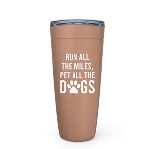 runner copper edition tumbler 20oz – run all the miles, pet all the dogs – funny running marathon track training for men women runners dog lovers