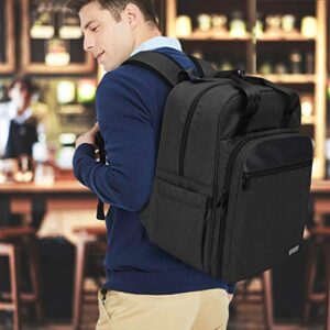 CURMIO Bartender Bag Travel Bartender Kit Backpack with Padded Compartments for Wine and Bar Tools Set, Bartender Carrying Bag for Home Indoor Outdoor Patio Party, Black, Bag Only, Patent Pending