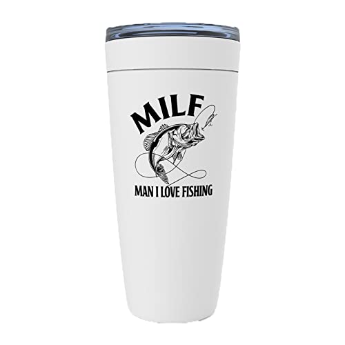 Fishing White Edition Viking Tumbler 20oz - MILF Man I Love Fishing - Fishing Fisherman Fish Lover Retirement Hook Bait Reel Rod Spooling Fisher Dad Outdoor Hobby