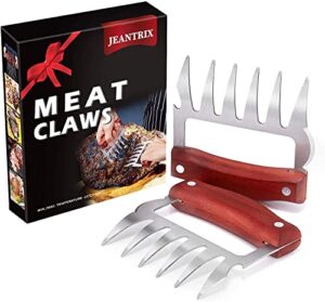 meat shredder claws, stainless steel bbq meat claws for shredding meat with wood handle