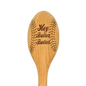 hey batter batter wooden baking spoon, laser engraved personalized gift, gift for baseball mom, thank you gift for coach, cooking gift for men, home cooking, baseball season, softball coach