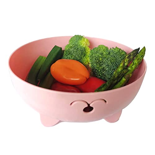 ZYXGOGOGO 2000ML/68OZ Microwave Ramen Bowl, Noodle Bowl with Strainer and Handle , Multifunctional Bowl for Cooking, Rinse,Storage. (Pink)