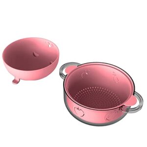 ZYXGOGOGO 2000ML/68OZ Microwave Ramen Bowl, Noodle Bowl with Strainer and Handle , Multifunctional Bowl for Cooking, Rinse,Storage. (Pink)