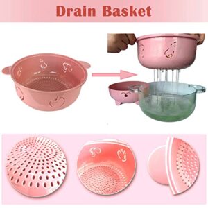 ZYXGOGOGO 2000ML/68OZ Microwave Ramen Bowl, Noodle Bowl with Strainer and Handle , Multifunctional Bowl for Cooking, Rinse,Storage. (Pink)