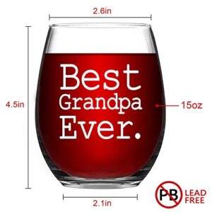 Best Grandpa Ever Stemless Wine Glass, Grandpa Wine Glass 15oz, Father's Day Gift, Birthday Gift, Christmas Gift for Men, Grandpa, Grandfather, New Grandpa