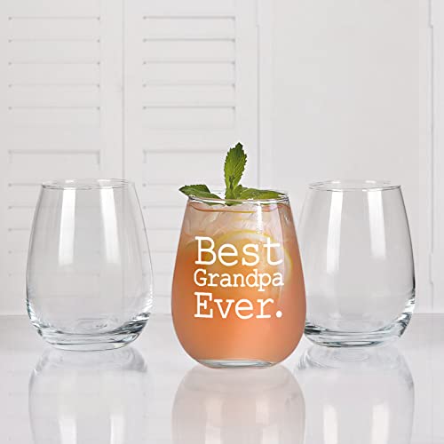 Best Grandpa Ever Stemless Wine Glass, Grandpa Wine Glass 15oz, Father's Day Gift, Birthday Gift, Christmas Gift for Men, Grandpa, Grandfather, New Grandpa