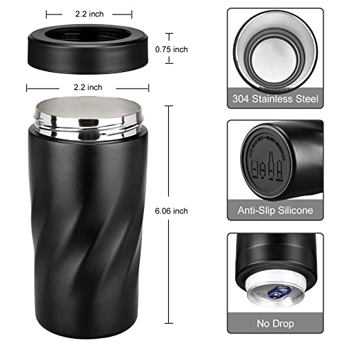 Insulated Stainless Steel 24 oz Tumbler with Freezable Drink Can Cooler for all 12 oz Slim Can,Regular Can,Beer Bottle & All Drinks (Frosted Black)