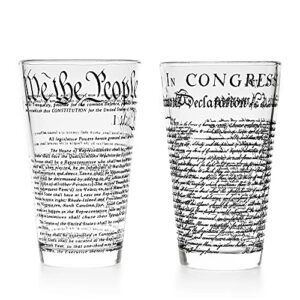 greenline goods – united states constitution & declaration of independence glasses (set of 2) – 16 oz drinking glasses – american us patriotic gift set we the people – beer glasses