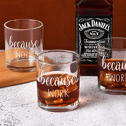 DAZLUTE Coworker Gift, Because Work Whiskey Glass, Funny Boss Day Gift Christmas Gift Office Gift Birthday Gift for Coworker Boss Friends Women or Men, 10Oz Coworker Old Fashioned Glass