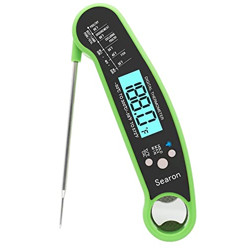 Searon Meat Thermometer for Cooking - Instant Read Food Thermometer for Kitchen BBQ Grilling Smoker Baking Turkey. (Green + Black)