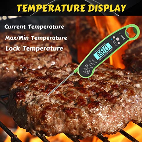 Searon Meat Thermometer for Cooking - Instant Read Food Thermometer for Kitchen BBQ Grilling Smoker Baking Turkey. (Green + Black)