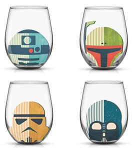 joyjolt star wars™ helmet hues tumblers stemless glasses. set of 4 large 19oz stemless glass drinking glasses, star wars kitchen glasses. star wars gifts and, star wars collectibles for adults