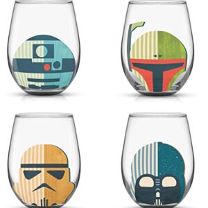 JoyJolt Star Wars™ Helmet Hues Tumblers Stemless Glasses. Set of 4 Large 19oz Stemless Glass Drinking Glasses, Star Wars Kitchen Glasses. Star Wars Gifts and, Star Wars Collectibles for Adults