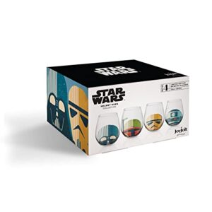 JoyJolt Star Wars™ Helmet Hues Tumblers Stemless Glasses. Set of 4 Large 19oz Stemless Glass Drinking Glasses, Star Wars Kitchen Glasses. Star Wars Gifts and, Star Wars Collectibles for Adults