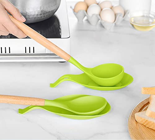 Spoon Rest Utensil Holder Kitchen Utensil Rest Pad Mat for Kitchen Cook Tools, Spoons, Ladles, Tongs, Spatulas,Great for Kitchen Counter,Stove Top,Coffee Bar Station (4 spoon rest +1 Utensil Rest)