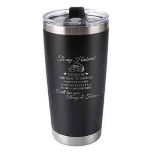 raykul gifts for husband, husband birthday gift ​traver tumbler husband gifts from wife, anniversary birthday gifts for husband tumbler 20 oz