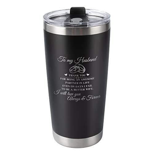 RAYKUL Gifts for Husband, Husband Birthday Gift ​Traver Tumbler Husband Gifts from Wife, Anniversary Birthday Gifts for Husband Tumbler 20 oz