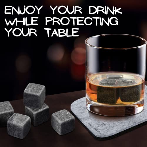 Premium Whiskey Stones 100% natural granite Set Of 9 Chilling Rocks Stone Reusable Ice Cubes For Drinks With Velvet Carrying Pouch,Grey, By AA Wonders (9 Cubes)