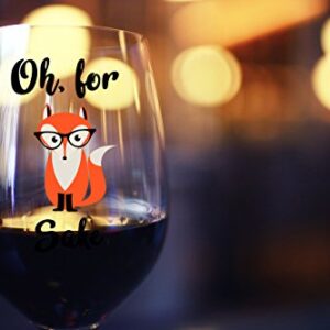 Oh, For Fox Sake 15 oz Stemless Funny Glass - Unique Themed Birthday Gifts For Men, Women, Him or Her - Perfect Idea For Office Coworker and Best Friend