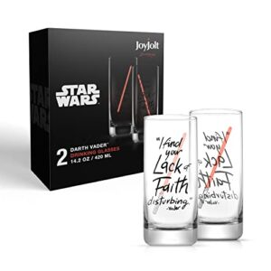 JoyJolt Star Wars Darth Vader Lightsaber Tall Drinking Glass - 14.2 oz - Set of 2