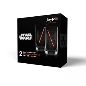 JoyJolt Star Wars Darth Vader Lightsaber Tall Drinking Glass - 14.2 oz - Set of 2
