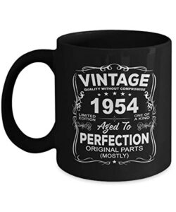 tesy home 69th birthday gift for men women him her | gifts for 69 years old bday party for mom dad wife husband | vintage 1954 | 11oz black coffee mug d007-1954