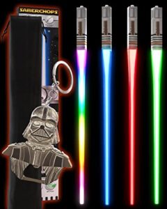 lightsaber chopsticks light up star wars led reusable 9 colors 2 pairs free darth vader keychain bottle opener