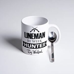 Lineman By Week Hunter By Weekend|Great Gift Idea|11 Ounce Ceramic Coffee Mug|M10076