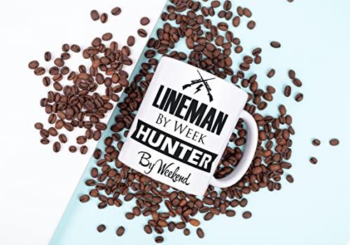 Lineman By Week Hunter By Weekend|Great Gift Idea|11 Ounce Ceramic Coffee Mug|M10076